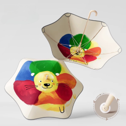 Children's Umbrella Rounded Corner Large Rainbow Little Lion (Double Layer)