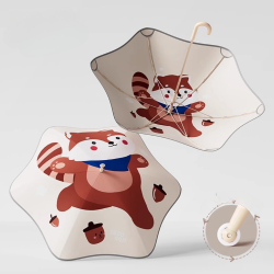 Children's Umbrella Rounded Corner Large Raccoon Adventure (Double Layer)