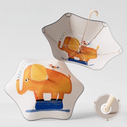 Children's Umbrella Rounded Corner Large Spouting Elephant (Double Layer)