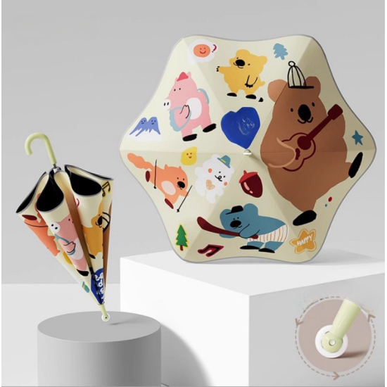 Children's Umbrella Rounded Corner Large Bear Adventure （Single Layer）